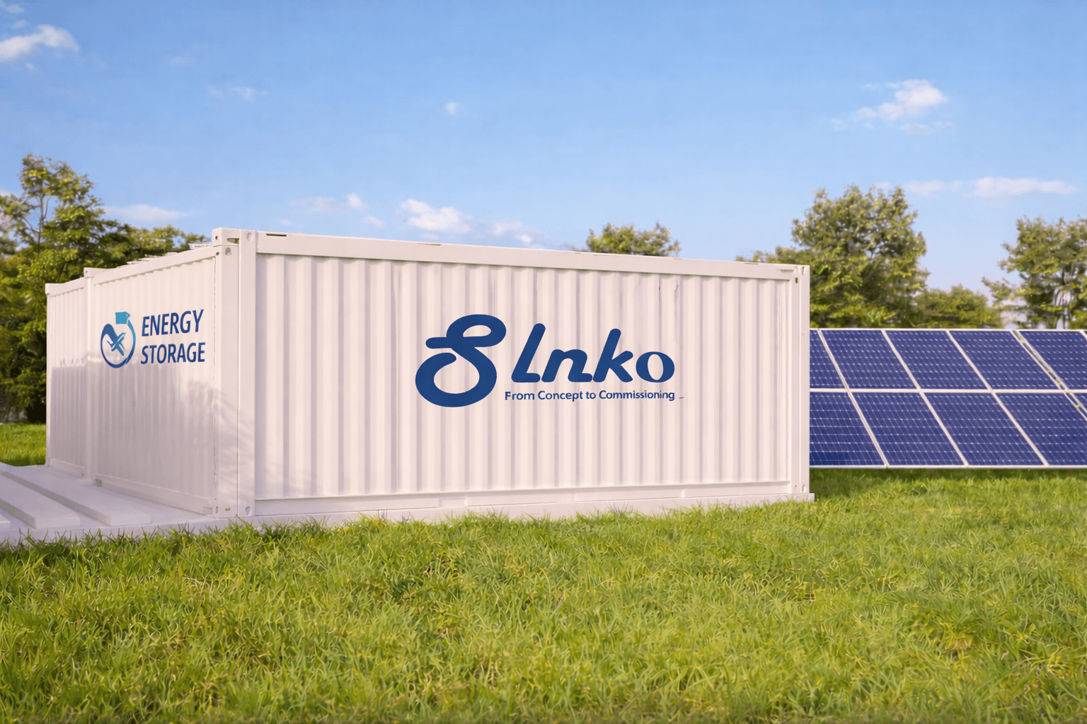 Slnko battery energy storage system container with solar in the field