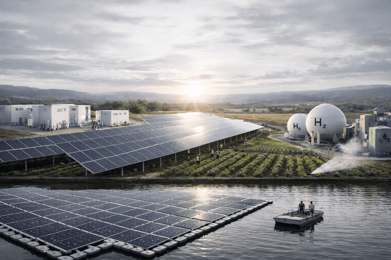 Slnko Energy overview visual with solar, BESS, floating solar, and green hydrogen